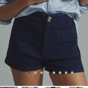 Maeve Blue Jean Shorts Buttoned Style